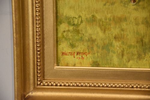 OIL PAINTING PAIR BY WALTER VERNON RACEHORSE SCENES - ADDITIONAL PHOTO 5