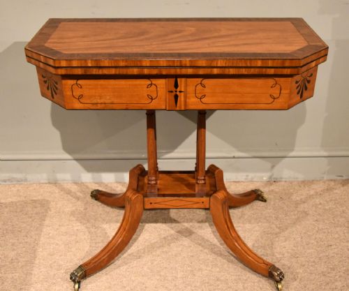 george iii satinwood rosewood and ebony inlaid card table - CATEGORY: ANTIQUE TABLES - DATED GEORGIAN