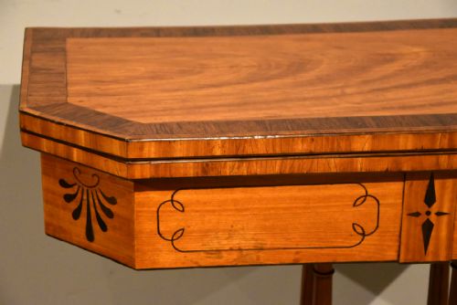 GEORGE III SATINWOOD ROSEWOOD AND EBONY INLAID CARD TABLE - ADDITIONAL PHOTO 1