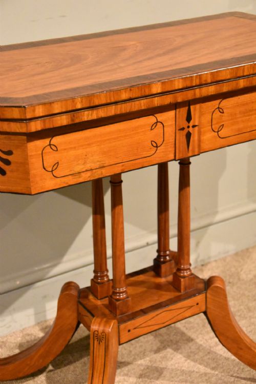 GEORGE III SATINWOOD ROSEWOOD AND EBONY INLAID CARD TABLE - ADDITIONAL PHOTO 2
