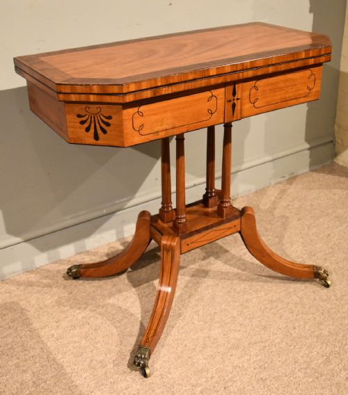 GEORGE III SATINWOOD ROSEWOOD AND EBONY INLAID CARD TABLE - ADDITIONAL PHOTO 3