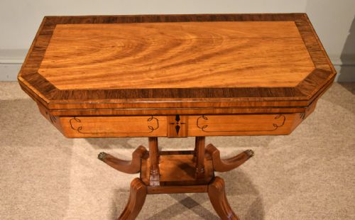 GEORGE III SATINWOOD ROSEWOOD AND EBONY INLAID CARD TABLE - ADDITIONAL PHOTO 6