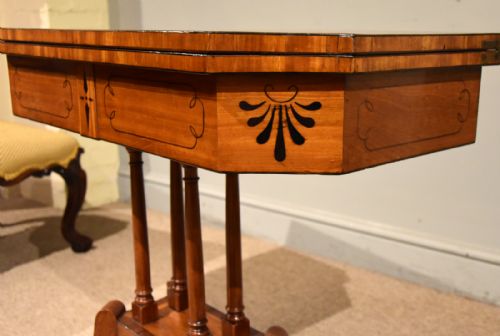 GEORGE III SATINWOOD ROSEWOOD AND EBONY INLAID CARD TABLE - ADDITIONAL PHOTO 9
