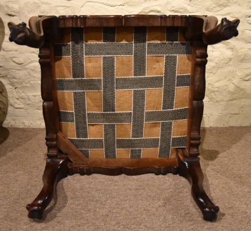 VICTORIAN CARVED ROSEWOOD ENGLISH STOOL - ADDITIONAL PHOTO 2