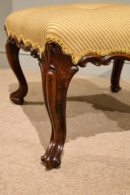 VICTORIAN CARVED ROSEWOOD ENGLISH STOOL - ADDITIONAL PHOTO 4