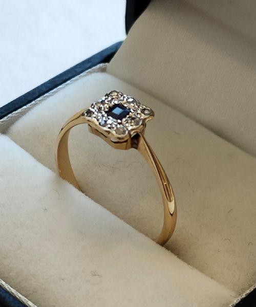 18CT GOLD PLATINUM ART DECO SAPPHIRE AND DIAMOND RING SIZE M5 - ADDITIONAL PHOTO 11
