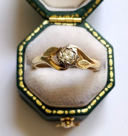 mid 20th century 18ct gold diamond engagement solitaire ring size o - CATEGORY: ANTIQUE JEWELLERY - DATED 1950