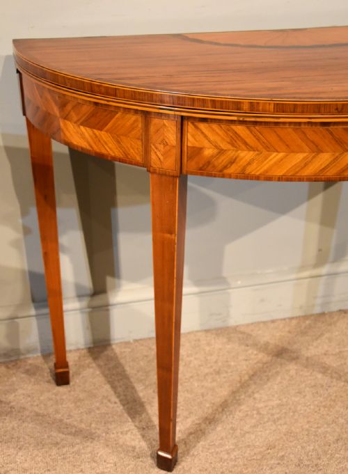 19TH CENTURY KINGWOOD AND SATINWOOD DEMILUNE CARD TABLE - ADDITIONAL PHOTO 2