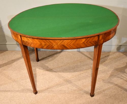 19TH CENTURY KINGWOOD AND SATINWOOD DEMILUNE CARD TABLE - ADDITIONAL PHOTO 5