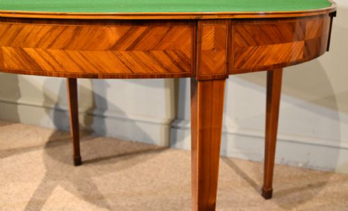 19TH CENTURY KINGWOOD AND SATINWOOD DEMILUNE CARD TABLE - ADDITIONAL PHOTO 6