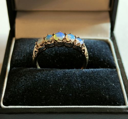 fig 1. Vintage 9ct Gold and Opal Half Eternity Ring