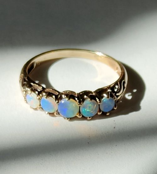 fig 2. Vintage 9ct Gold and Opal Half Eternity Ring