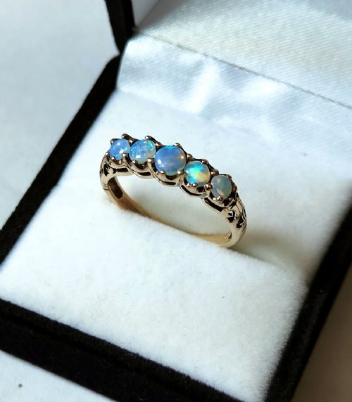 Vintage 9ct Gold and Opal Half Eternity Ring