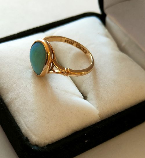 ART DECO 18CT GOLD AND OPAL DOUBLET SOLITAIRE RING - ADDITIONAL PHOTO 6