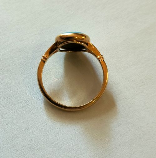 ART DECO 18CT GOLD AND OPAL DOUBLET SOLITAIRE RING - ADDITIONAL PHOTO 7