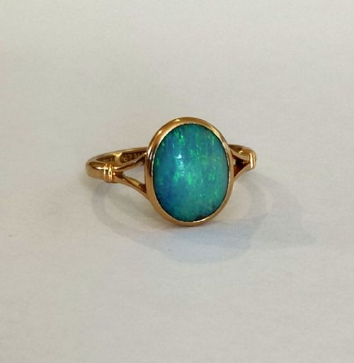 ART DECO 18CT GOLD AND OPAL DOUBLET SOLITAIRE RING - ADDITIONAL PHOTO 8