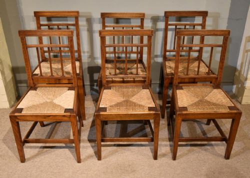 set of six george iii elm dining chairs - CATEGORY: ANTIQUE CHAIRS - DATED GEORGIAN