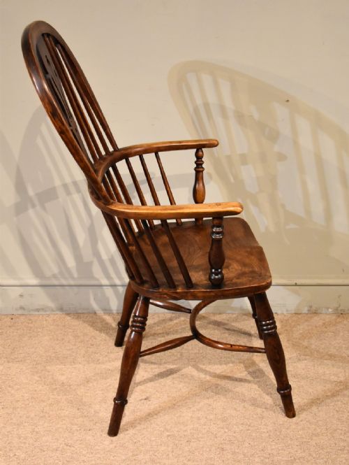 MID 19TH CENTURY ASH AND ELM HIGH BACK WINDSOR ARMCHAIR - ADDITIONAL PHOTO 5