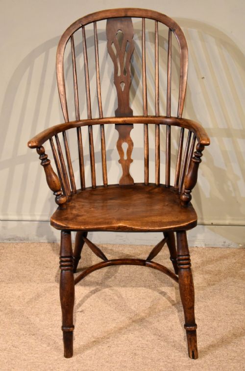 MID 19TH CENTURY ASH AND ELM HIGH BACK WINDSOR ARMCHAIR - ADDITIONAL PHOTO 6