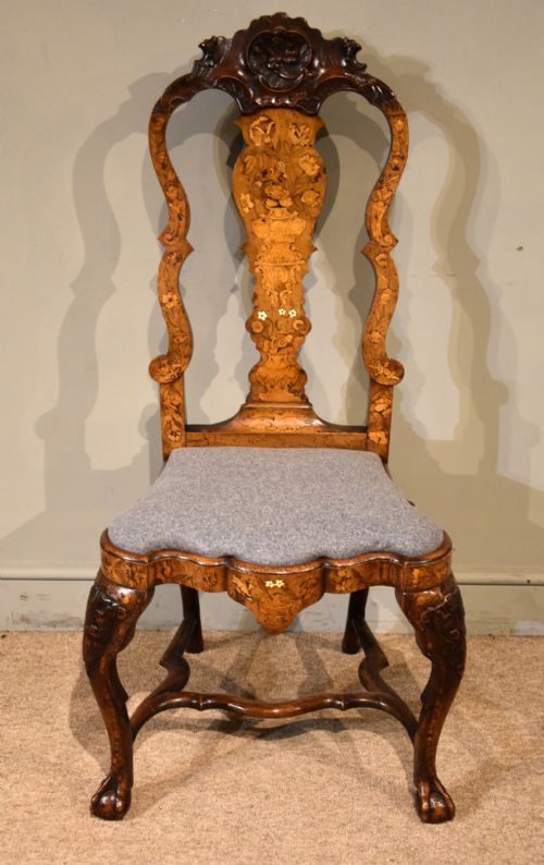 18th century dutch marquetry side chair - CATEGORY: ANTIQUE CHAIRS - DATED 18TH CENTURY