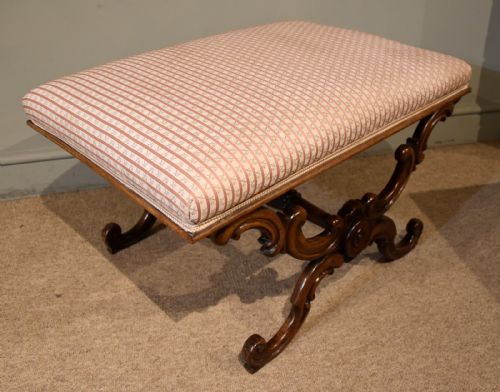 ELEGANT WILLIAM IV ROSEWOOD CARVED LARGE STOOL - ADDITIONAL PHOTO 3