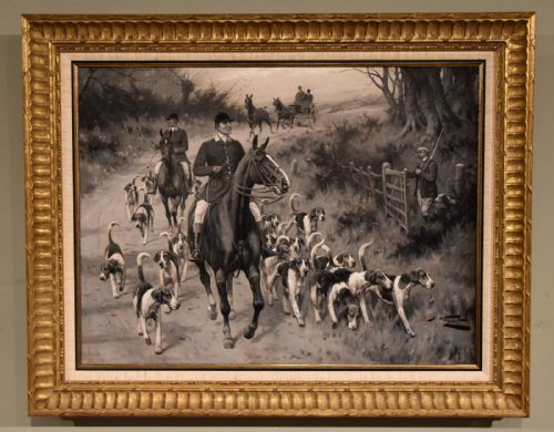 oil painting by george wright exercising the path - CATEGORY: ANTIQUE ART - DATED 19TH CENTURY