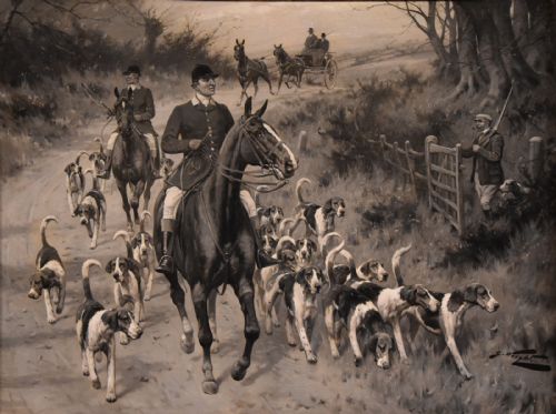 OIL PAINTING BY GEORGE WRIGHT EXERCISING THE PATH - ADDITIONAL PHOTO 1