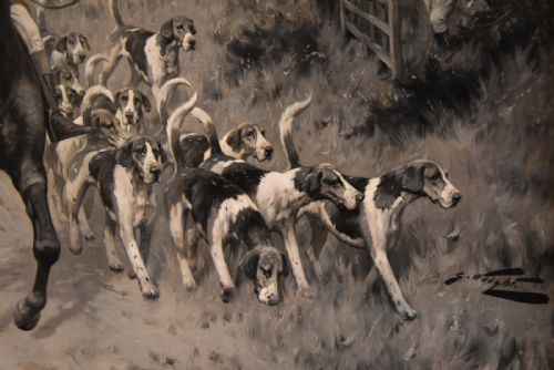 OIL PAINTING BY GEORGE WRIGHT EXERCISING THE PATH - ADDITIONAL PHOTO 4
