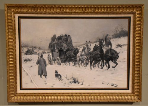 oil painting by george wright out of the snowdrifts - CATEGORY: ANTIQUE ART - DATED EDWARDIAN