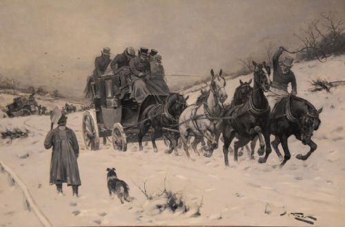 OIL PAINTING BY GEORGE WRIGHT OUT OF THE SNOWDRIFTS - ADDITIONAL PHOTO 1