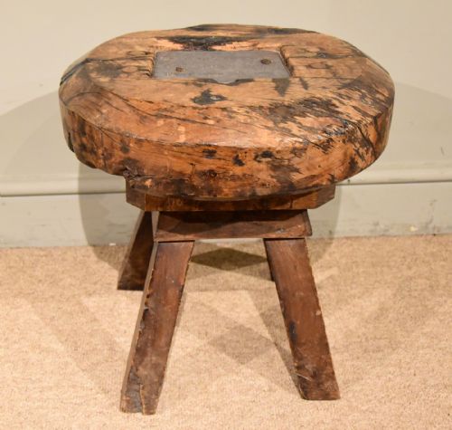 RUSTIC RARE SPALTED SYCAMORE HEAVY STOOL - ADDITIONAL PHOTO 2