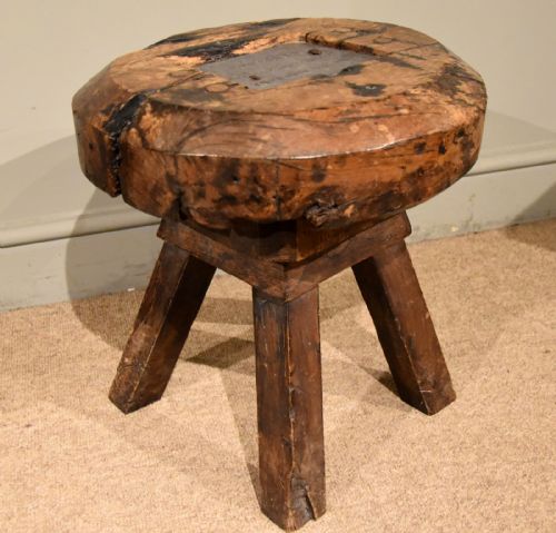 RUSTIC RARE SPALTED SYCAMORE HEAVY STOOL - ADDITIONAL PHOTO 3