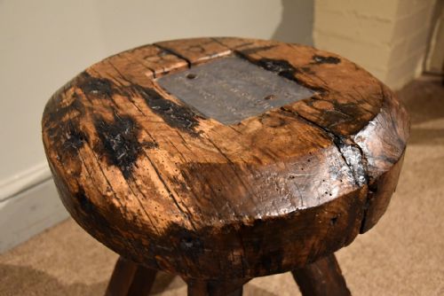 RUSTIC RARE SPALTED SYCAMORE HEAVY STOOL - ADDITIONAL PHOTO 4