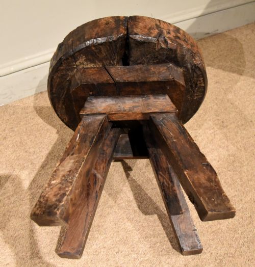 RUSTIC RARE SPALTED SYCAMORE HEAVY STOOL - ADDITIONAL PHOTO 5