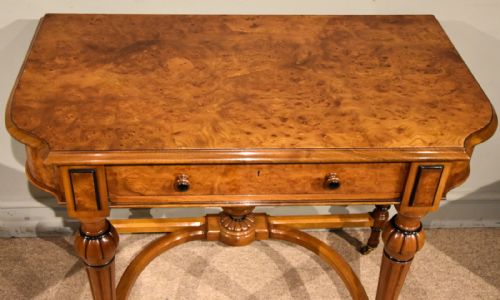 19TH CENTURY BURR ELM CONSOLE WRITING TABLE - ADDITIONAL PHOTO 3