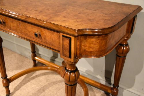 19TH CENTURY BURR ELM CONSOLE WRITING TABLE - ADDITIONAL PHOTO 4