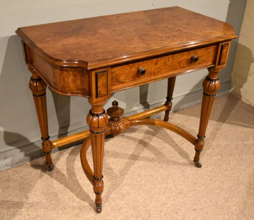 19TH CENTURY BURR ELM CONSOLE WRITING TABLE - ADDITIONAL PHOTO 5