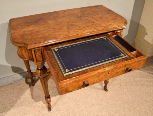 19TH CENTURY BURR ELM CONSOLE WRITING TABLE - ADDITIONAL PHOTO 6
