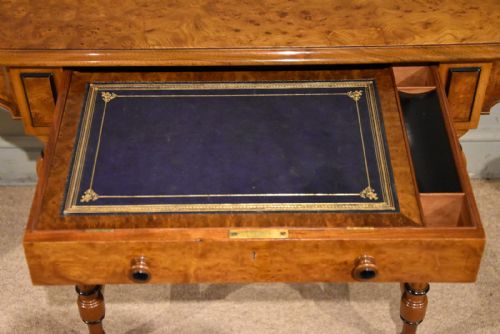 19TH CENTURY BURR ELM CONSOLE WRITING TABLE - ADDITIONAL PHOTO 7