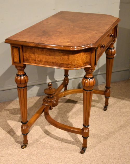 19TH CENTURY BURR ELM CONSOLE WRITING TABLE - ADDITIONAL PHOTO 8