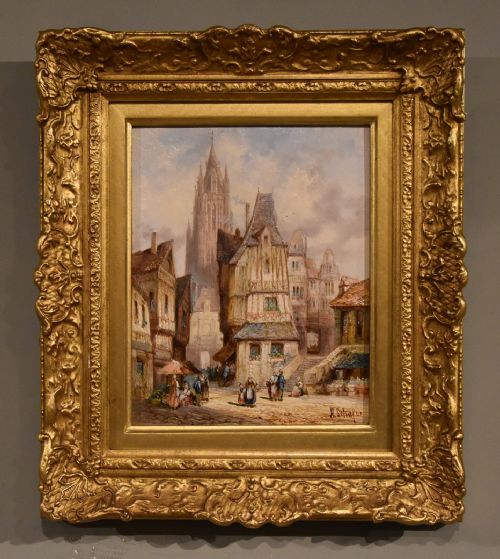 OIL PAINTING BY PAIR HENRY SCHAFER FECAMP NORMANDY NUREMBURG GERMANY - ADDITIONAL PHOTO 1