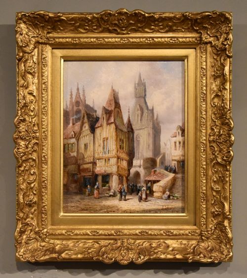 OIL PAINTING BY PAIR HENRY SCHAFER FECAMP NORMANDY NUREMBURG GERMANY - ADDITIONAL PHOTO 4