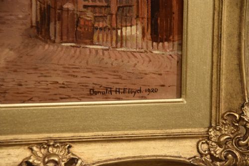 OIL PAINTING BY DONALD HENRY FLOYD A QUIET STREET VIEW - ADDITIONAL PHOTO 3