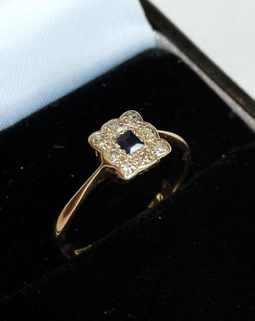 18ct gold platinum art deco sapphire and diamond ring size m5 - CATEGORY: ANTIQUE JEWELLERY - DATED 1930