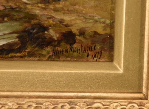 OIL PAINTING BY ALFRED MONTAGUE THE ENTRANCE TO THE HONFLEUR FROM THE WATER - ADDITIONAL PHOTO 2