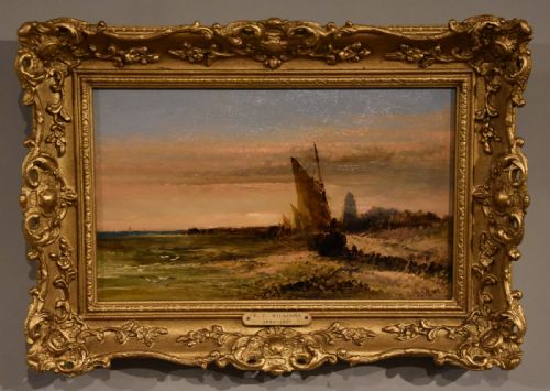 oil painting by edward charles williams early morning littlehampton - CATEGORY: ANTIQUE ART - DATED 19TH CENTURY