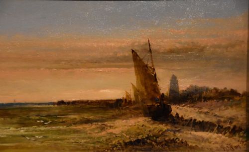 OIL PAINTING BY EDWARD CHARLES WILLIAMS EARLY MORNING LITTLEHAMPTON - ADDITIONAL PHOTO 1