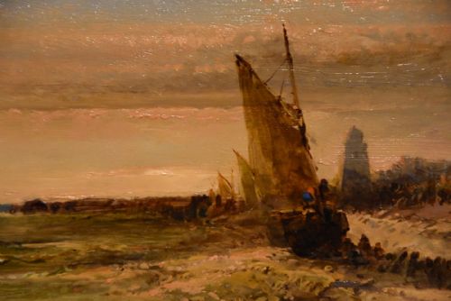 OIL PAINTING BY EDWARD CHARLES WILLIAMS EARLY MORNING LITTLEHAMPTON - ADDITIONAL PHOTO 2
