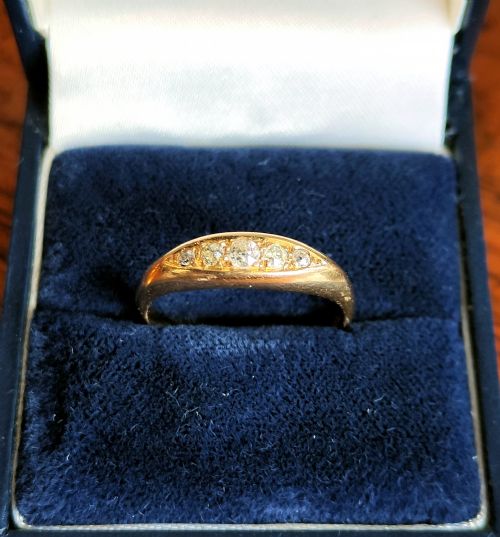 antique 18ct gold diamond gypsy ring chester 1914 ww1 ring size p5 - CATEGORY: ANTIQUE JEWELLERY - DATED 1910