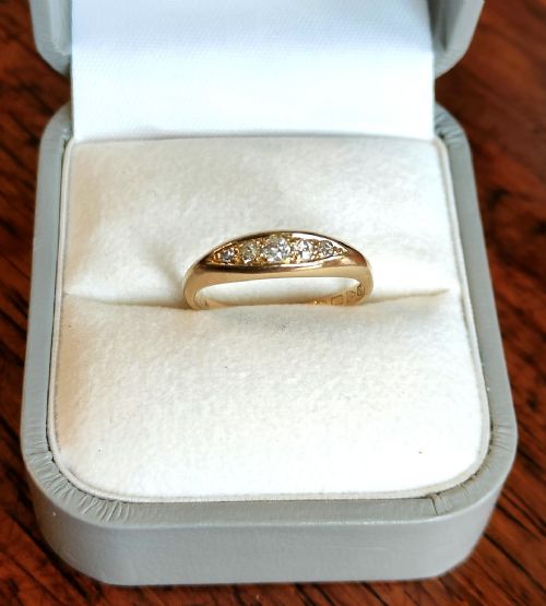 ANTIQUE 18CT GOLD DIAMOND GYPSY RING CHESTER 1914 WW1 RING SIZE P5 - ADDITIONAL PHOTO 1